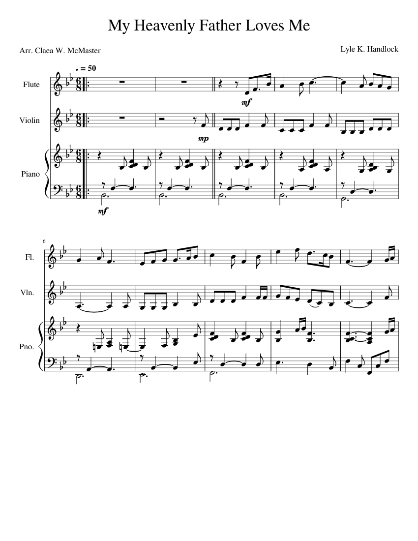 My Heavenly Father Loves Me Sheet music for Piano, Flute, Violin (Mixed Trio) | Musescore.com