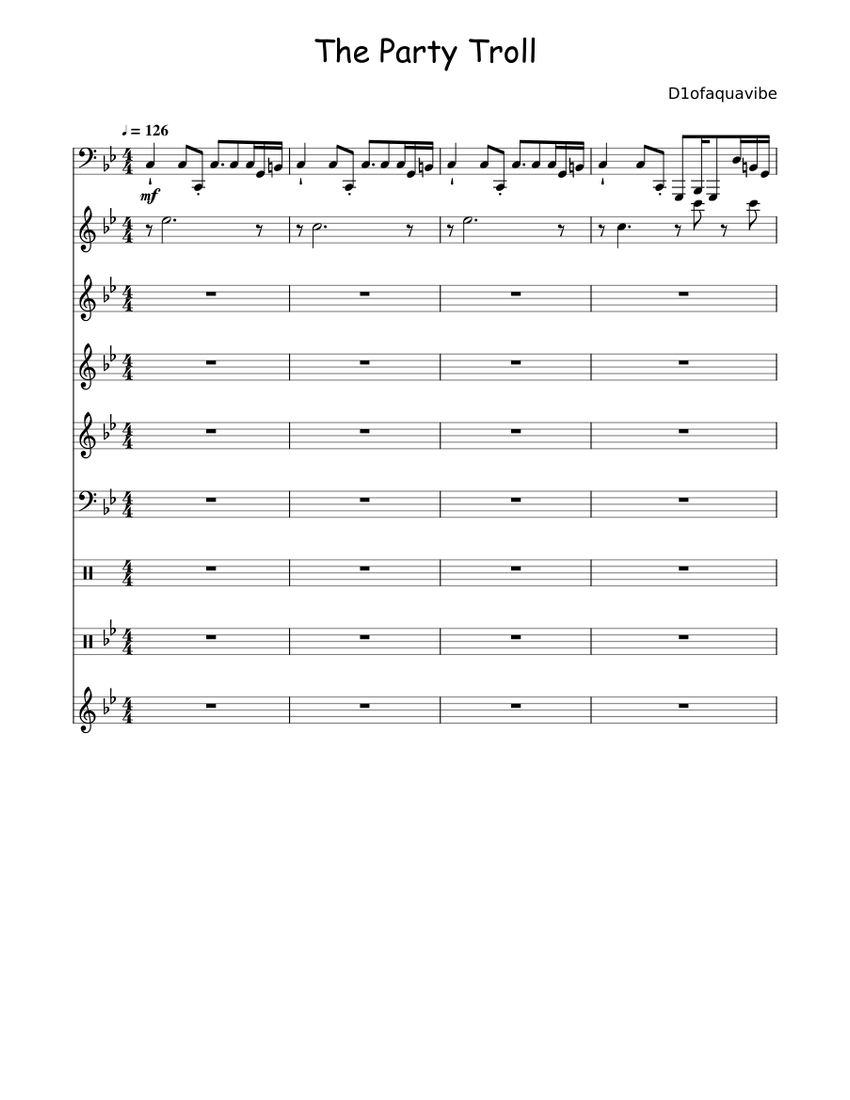 The Party Troll Sheet Music For Piano Drum Group Trumpet In C Synthesizer More Instruments Mixed Ensemble Musescore Com Dlya narezok — the party troll 02:58. the party troll sheet music for piano