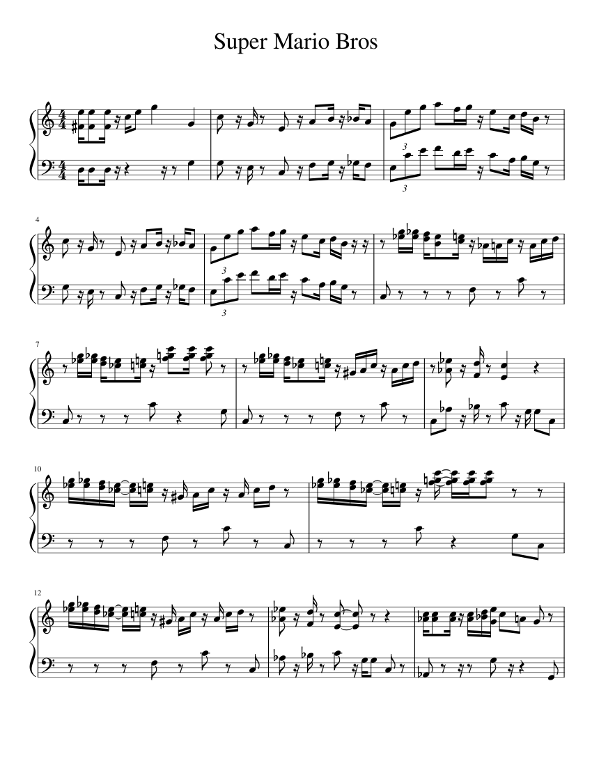 Super Mario Bros Sheet Music For Piano (Solo) Easy | Musescore.com