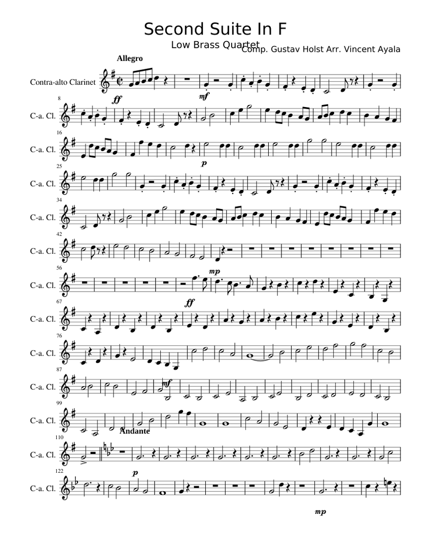 Second Suite In F Sheet music for (Solo)