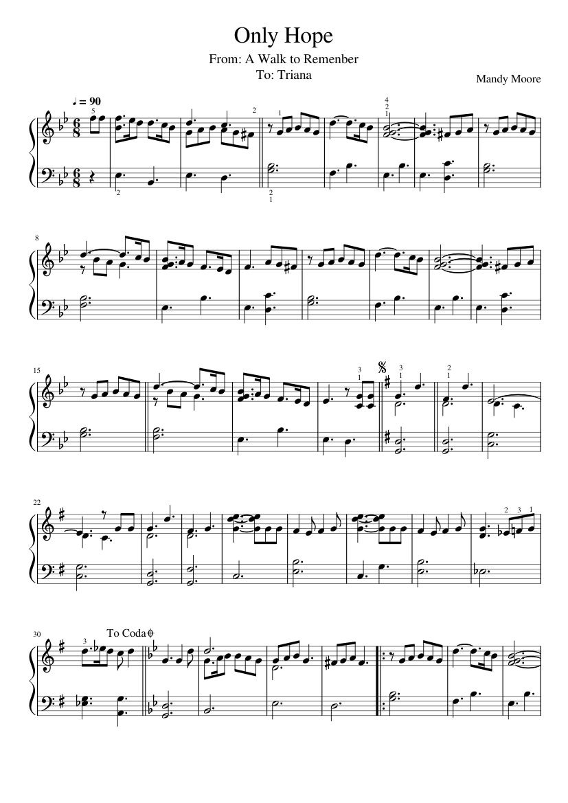 Only Hope Sheet Music For Piano (Solo) Easy | Musescore.com