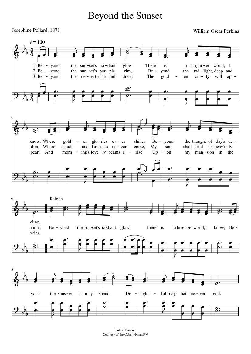 Beyond the sunset - William O. Perkins Sheet Music for Piano (Piano Duo ...