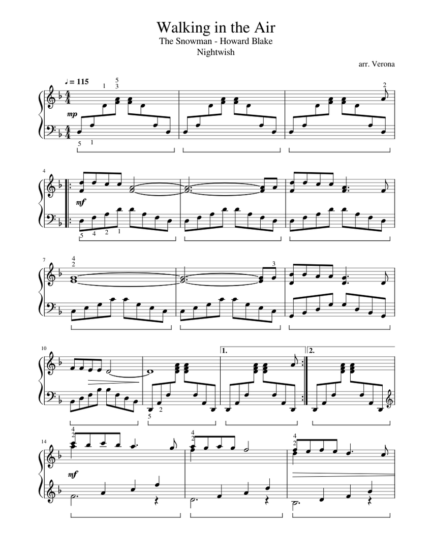 Walking in the Air Sheet music for Piano (Solo) Easy | Musescore.com