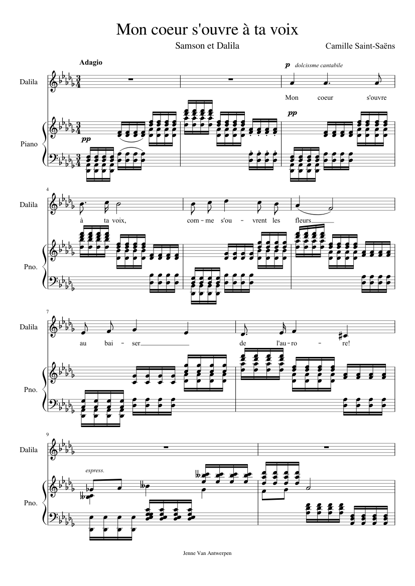 Saint-Saëns, Samson et Dalila: Mon coeur s'ouvre à ta voix Sheet music for  Piano (Solo) | Musescore.com