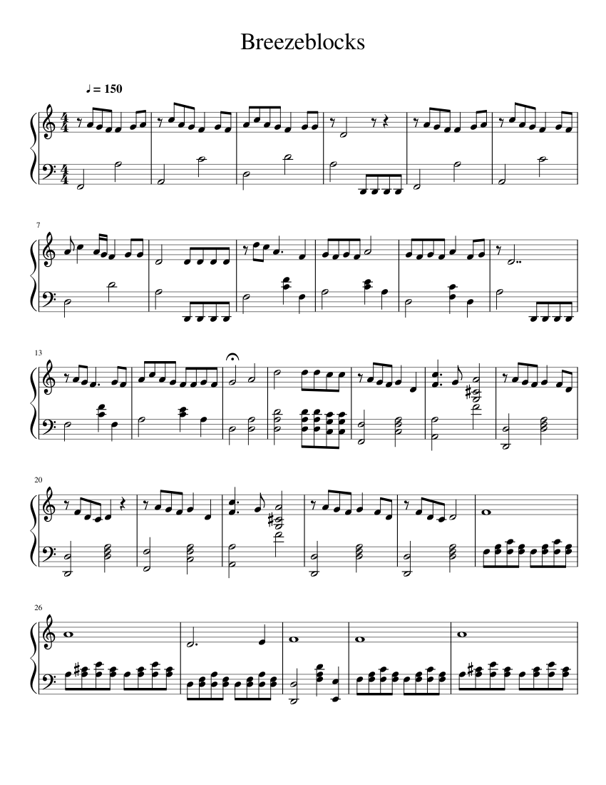 Breezeblocks Sheet music for Piano (Solo) | Musescore.com