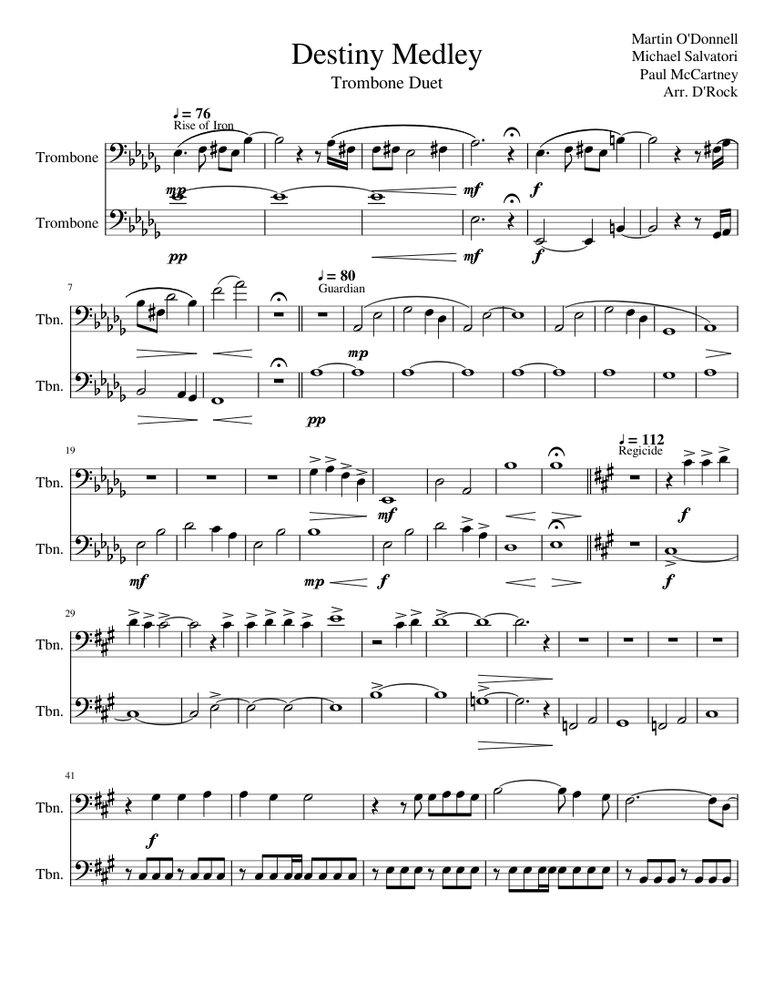 Destiny (Trombone Duet) Sheet music for Trombone (Brass Duet) |  Musescore.com