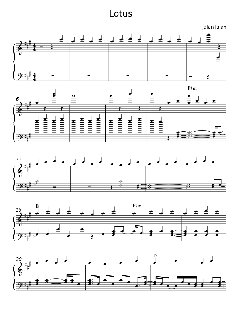 Jalan Notes Lotus – Jalan Jalan Sheet Music for Piano (Piano Duo) | MuseScore.com