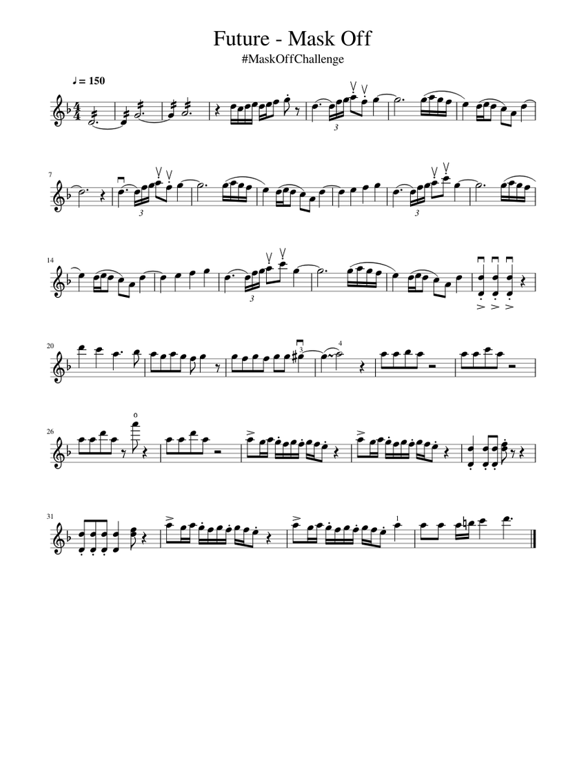 Future - Mask Off Sheet music for Violin (Solo) | Musescore.com
