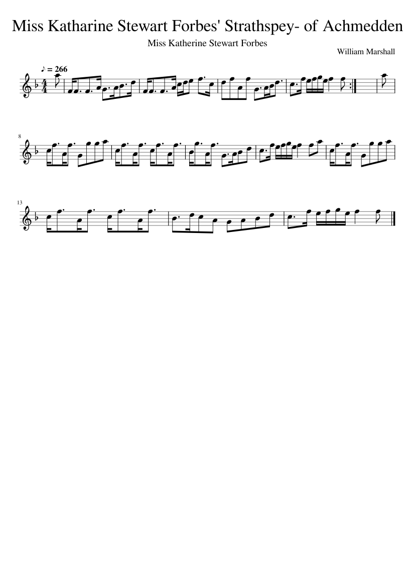 Miss Katharine Stewart Forbes' Strathspey- of Achmedden