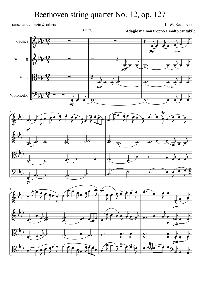 Beethoven string quartet No. 12