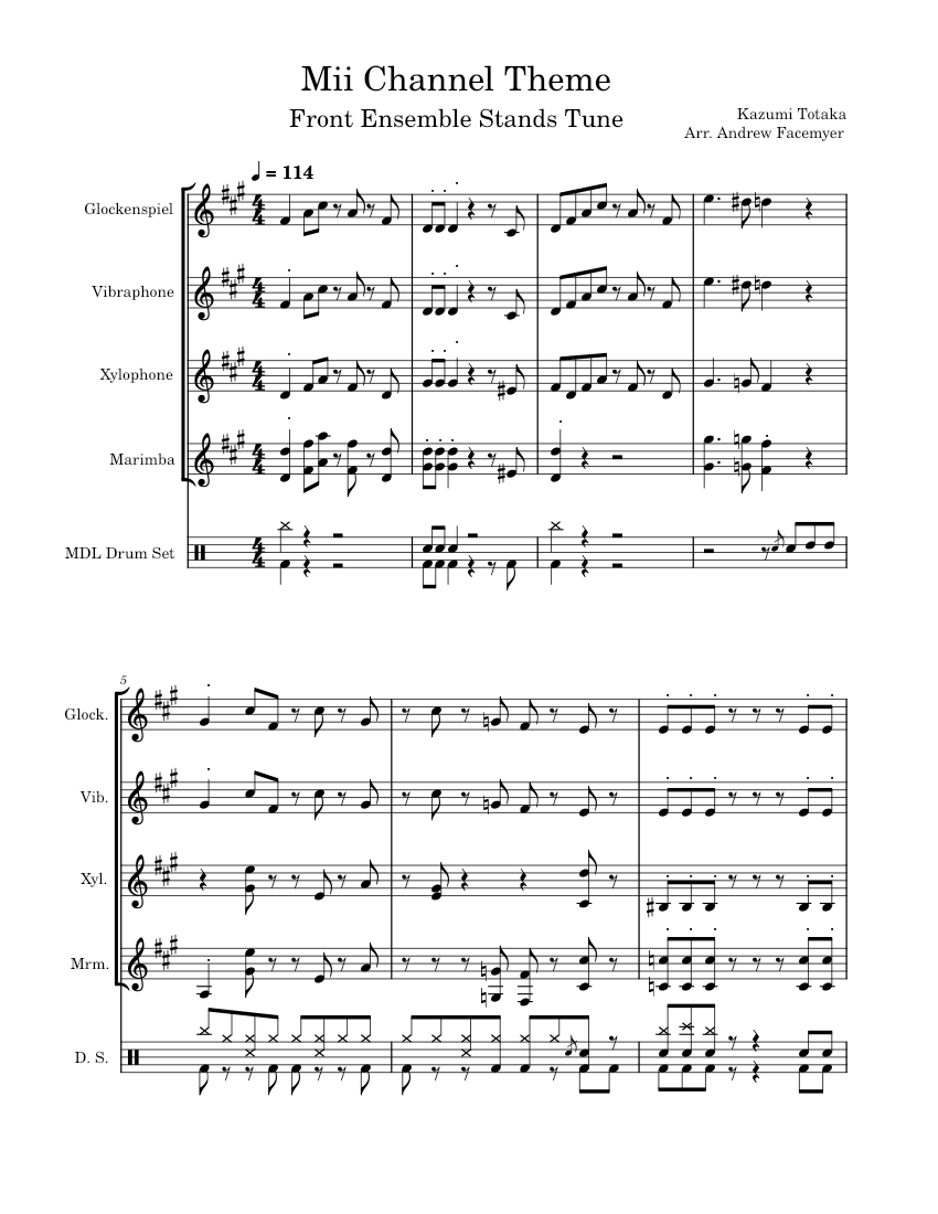 Mii Channel Theme – Kazumi Totaka Sheet music for Vibraphone ...