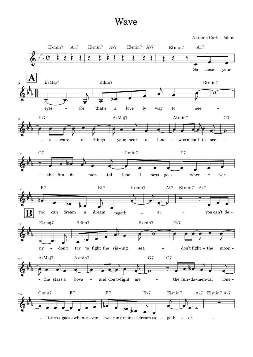 Wave Antônio Carlos Jobim Wave Sheet Music For Piano Solo Easy 