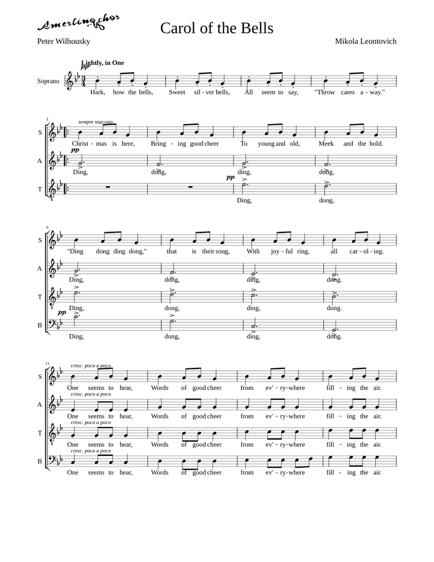 Carol of the Bells Sheet music for Bass guitar (Solo) | Download and ...