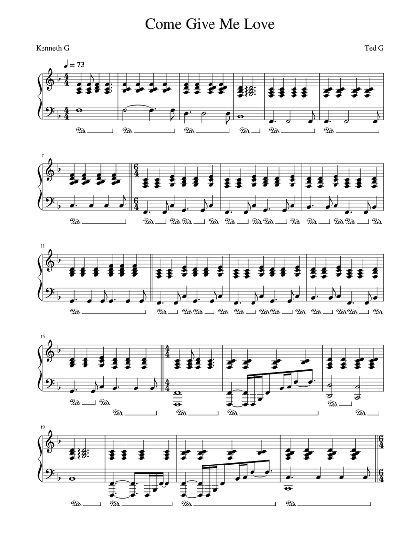 Come give me love Ted Gärdestad Sheet music for Piano (Solo) Easy