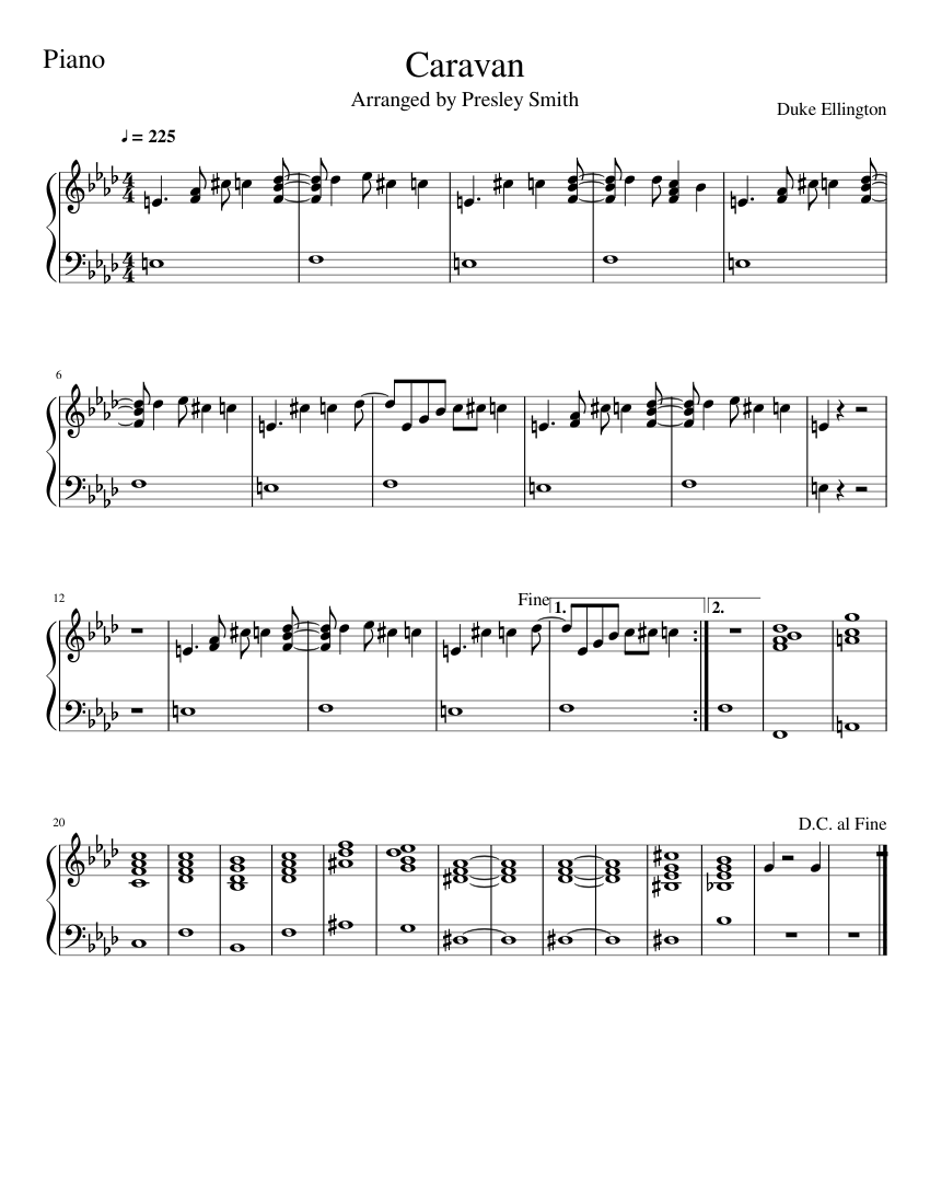 Caravan Sheet music for Piano (Solo) | Musescore.com
