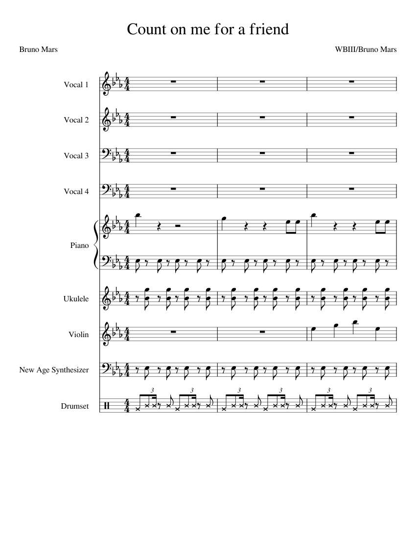Count On Me For A Friend Sheet Music For Piano Violin Drum Group Ukulele More Instruments Mixed Ensemble Musescore Com