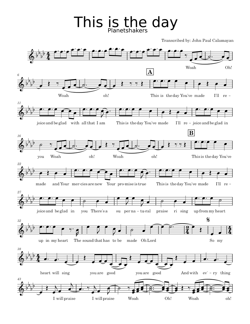 This is the day – Planetshakers This is the day-Planetshakers Sheet ...