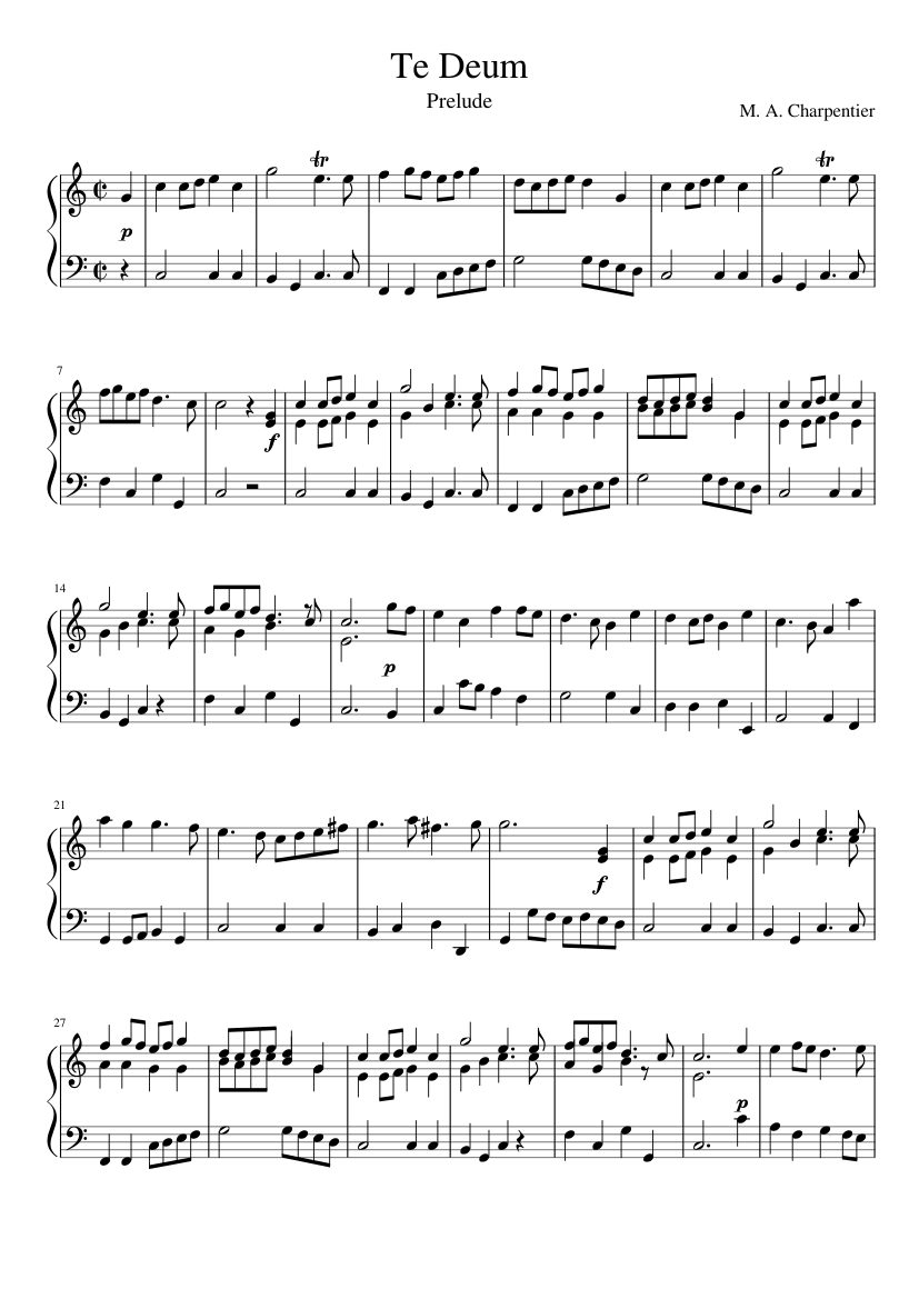 Prelude to Te Deum in C Major // CHARPENTIER Sheet music for Organ (Solo) |  Musescore.com