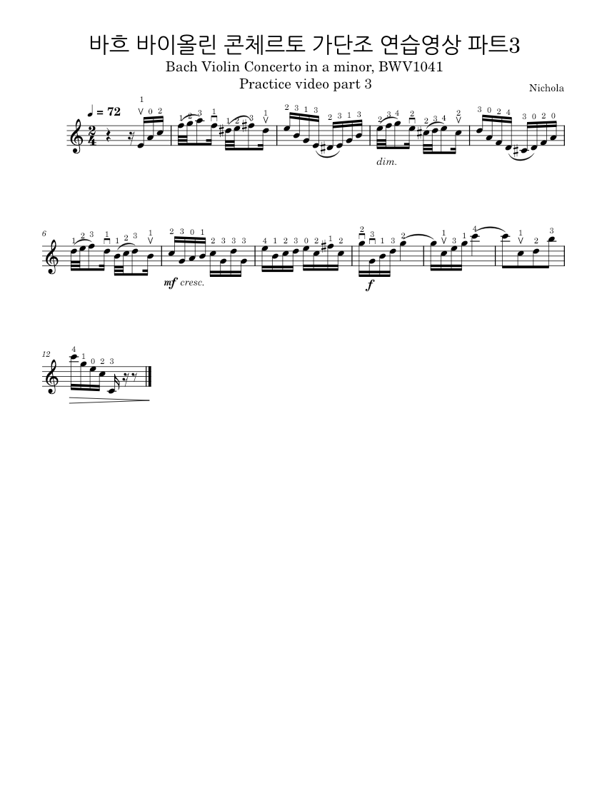 Violin Concerto in A minor, BWV 1041 Johann Sebastian Bach Bach