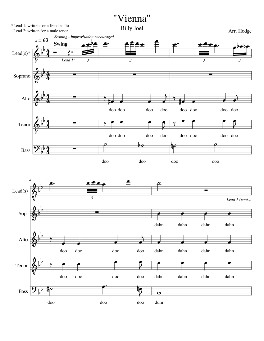 Download and print in PDF or MIDI free sheet music for Vienna by Billy Joel arranged ...