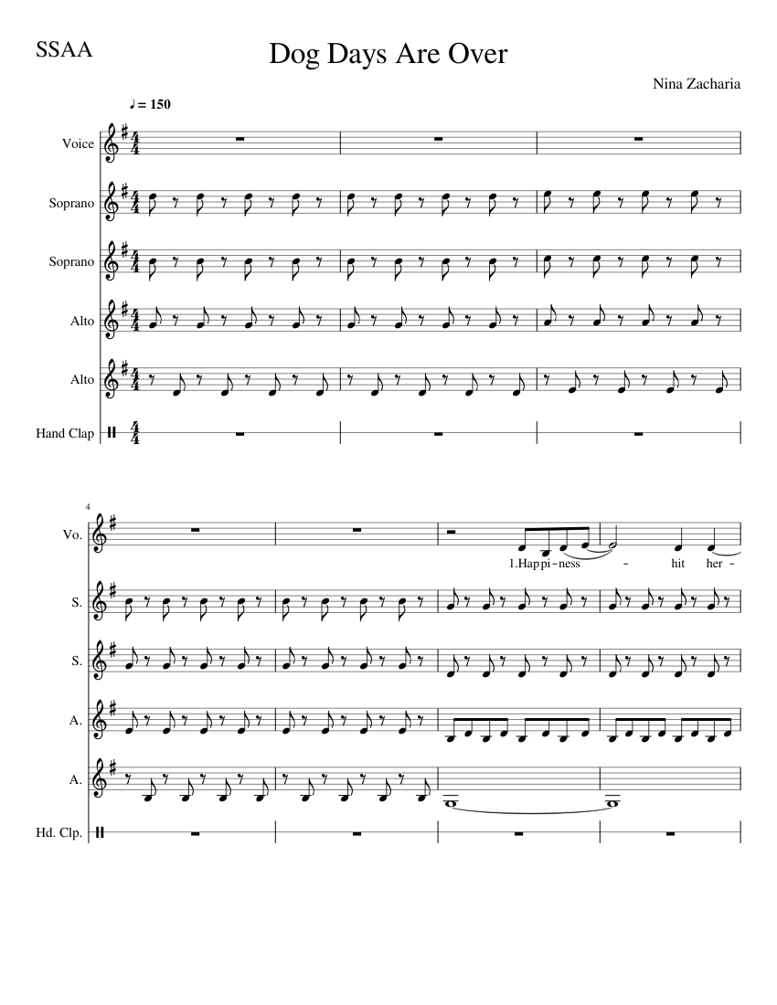 SSAA Dog Days Are Over Sheet music for Piano, Soprano, Alto, Vocals & more  instruments (Mixed Ensemble) | Musescore.com