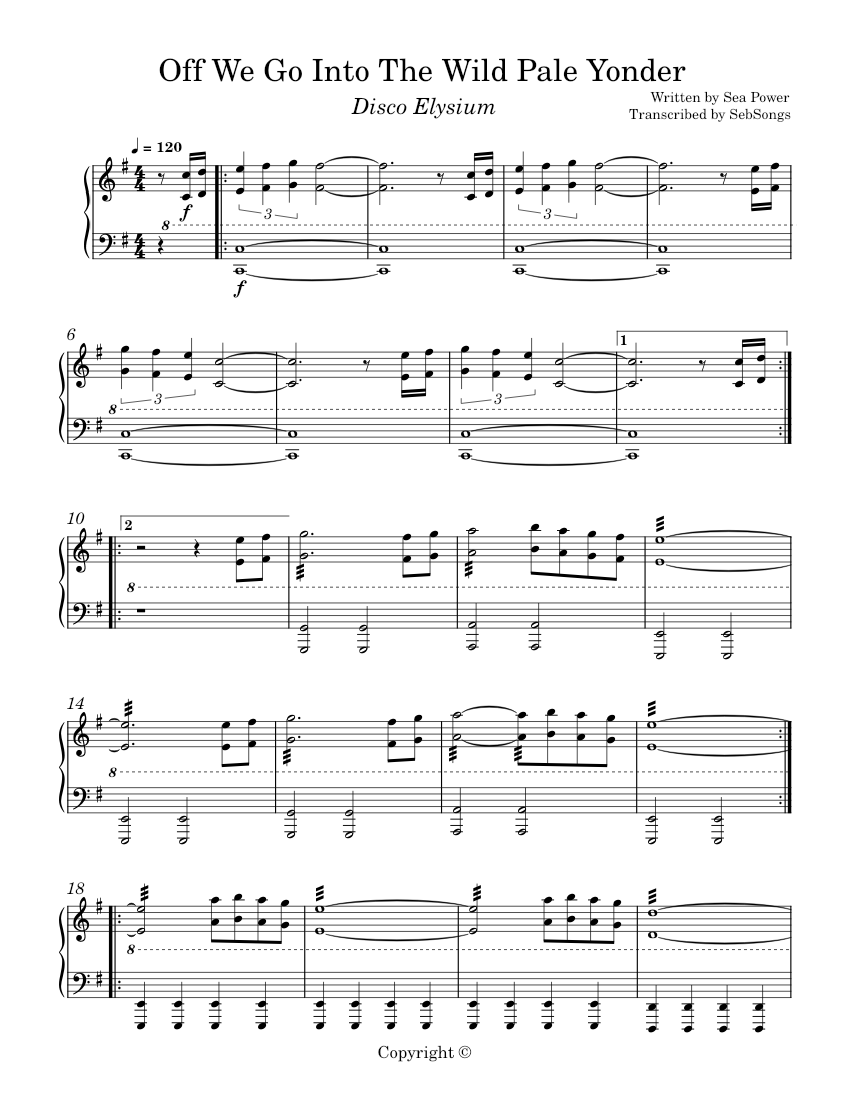 Off We Go Into The Wild Pale Yonder – British Sea Power – Disco Elysium  Sheet music for Piano (Solo) | Musescore.com