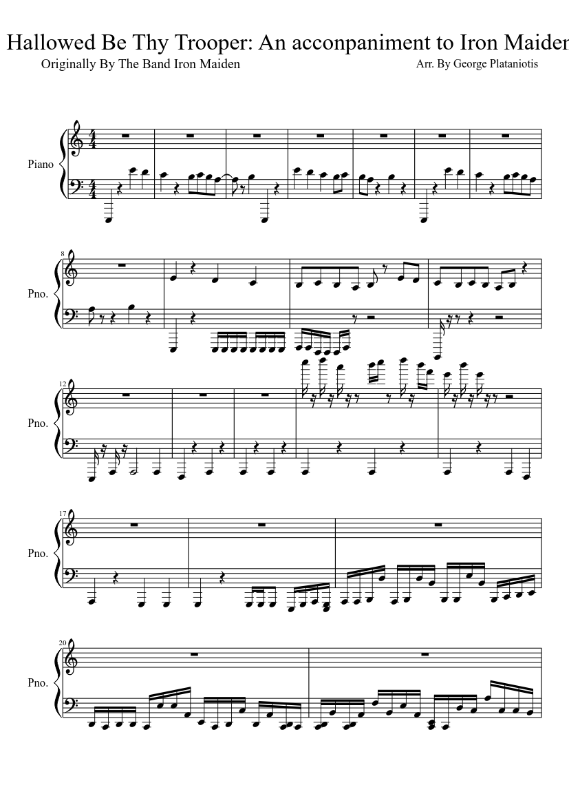 Hallowed Be Thy Trooper: An acconpaniment to Iron Maiden Sheet music for  Piano (Solo) | Musescore.com