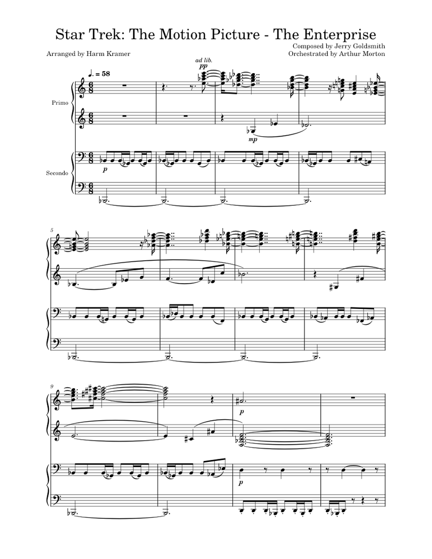 star trek theme sheet music