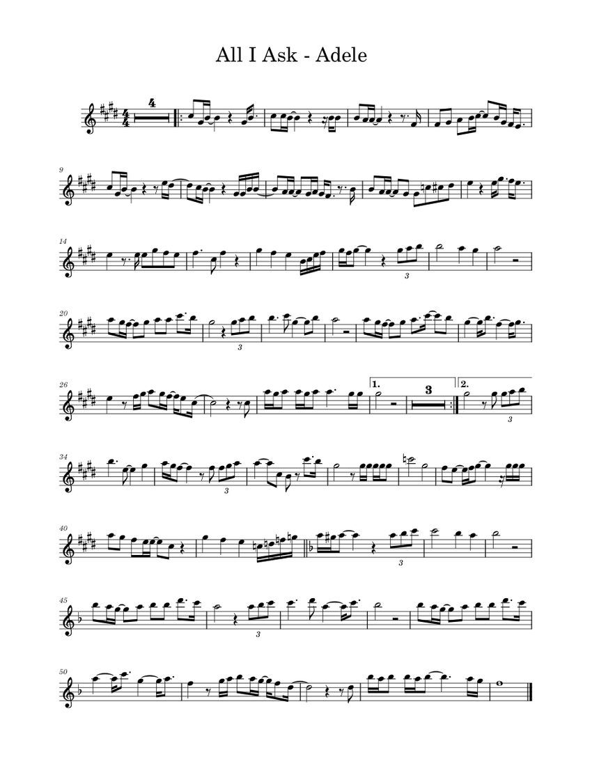 All I Ask - Adele Sheet music for Violin (Solo) | Musescore.com