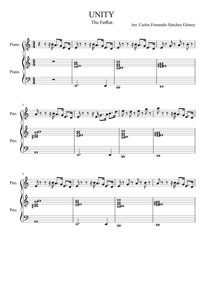 Unity Music Notes UNITY: THE FATRAT Sheet Music for Piano (Piano Duo) | MuseScore.com