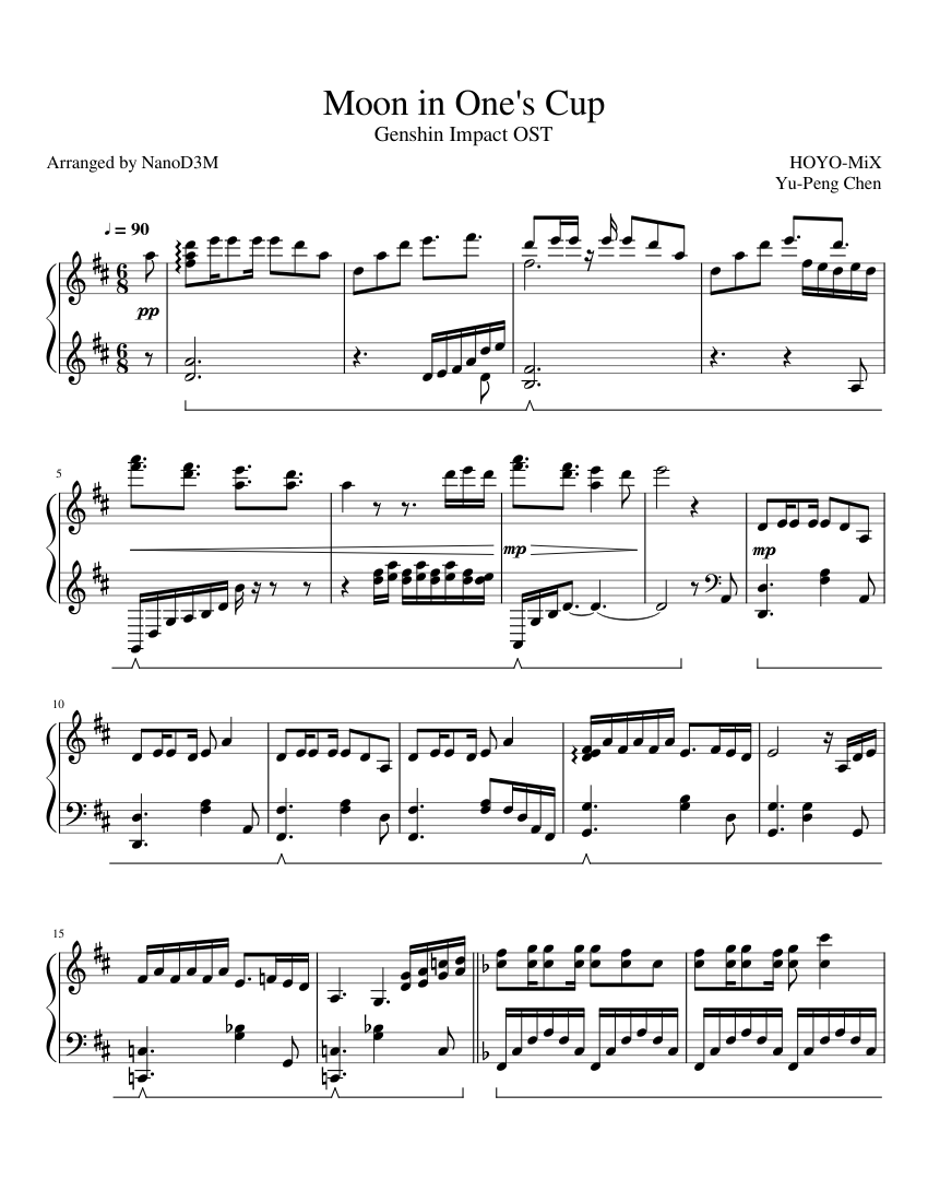 Moon in One's Cup - Genshin Impact Sheet music for Piano (Solo