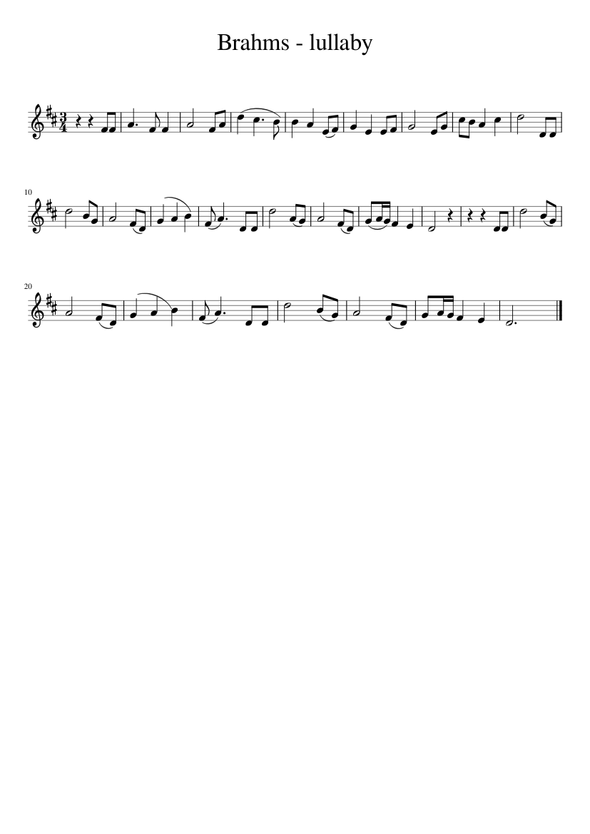 Statistisk is flise Brahms - lullaby Sheet music for Violin (Solo) | Musescore.com