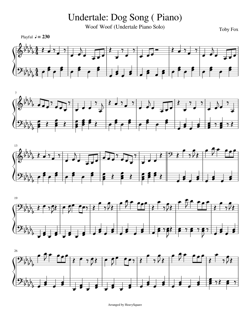 Undertale: Dog Song | Piano Solo Sheet music for Piano (Solo) |  Musescore.com
