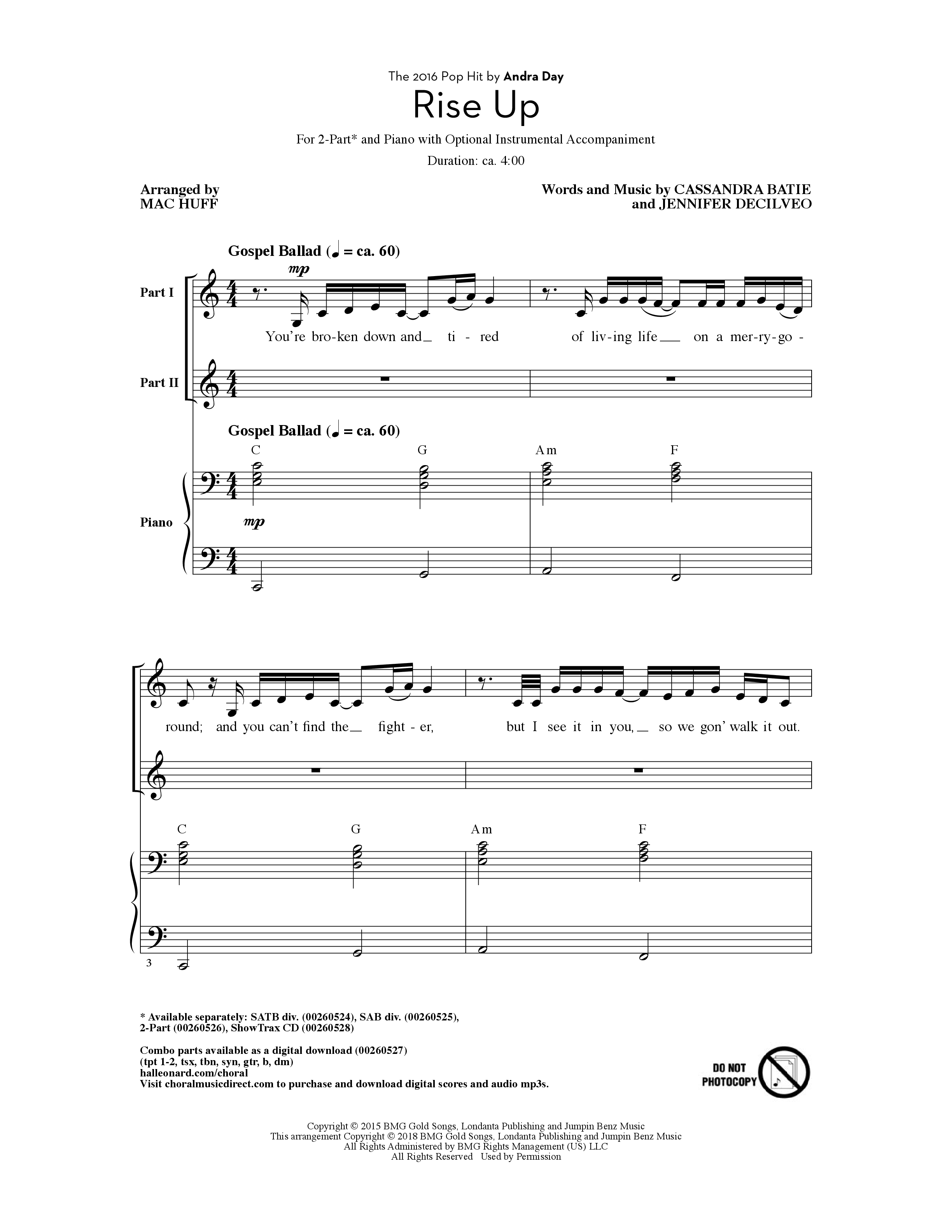 The Rizers Rise Up Soundtrack Play Official version of Rise up sheet music by Andra Day for Vocals ...