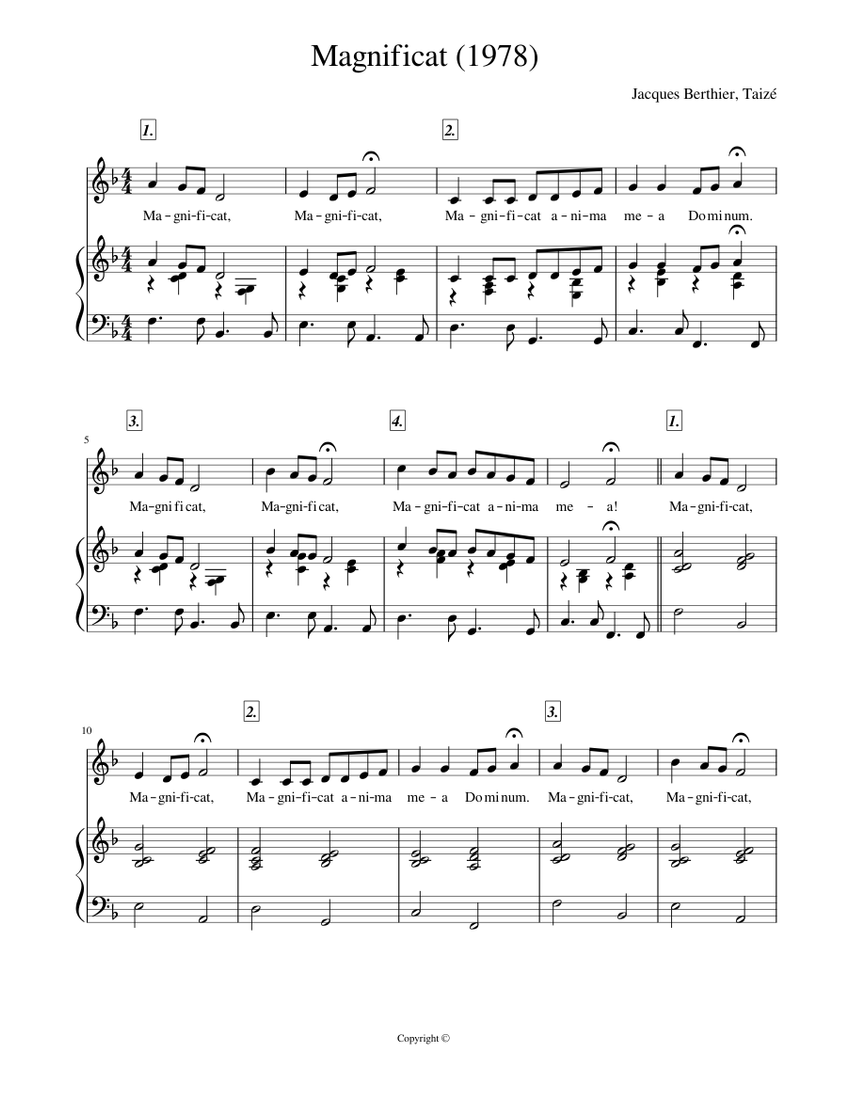 Magnificat Sheet Music For Vocals Piano Solo Musescore Com There is a considerable difference between the disciplined freedom of a taiz6 chant used to build a sense of. magnificat sheet music for vocals
