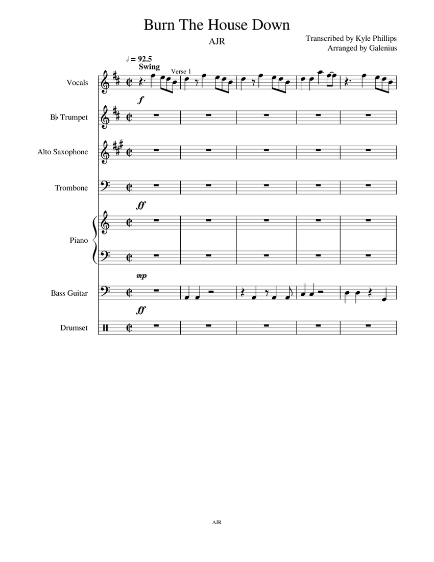 Burn the House Down (AJR) Rock Arrangement Sheet music for Piano