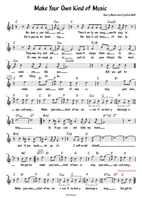 Free Make Your Own Kind Of Music by Cass Elliot sheet music | Download PDF  or print on Musescore.com