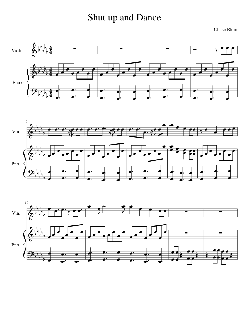 Shut up and Dance Sheet music for Piano, Violin (Solo) | Musescore.com
