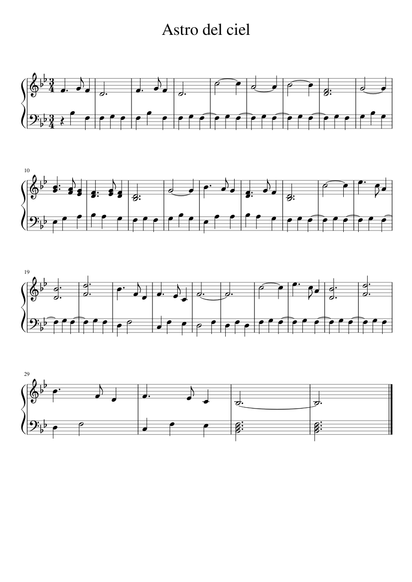 Astro del ciel Sheet music for Piano (Solo) | Musescore.com