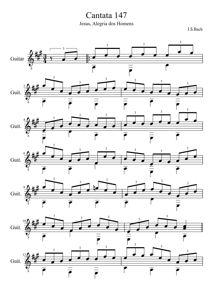 Cantata 147 Sheet music for Guitar (Solo) | Musescore.com