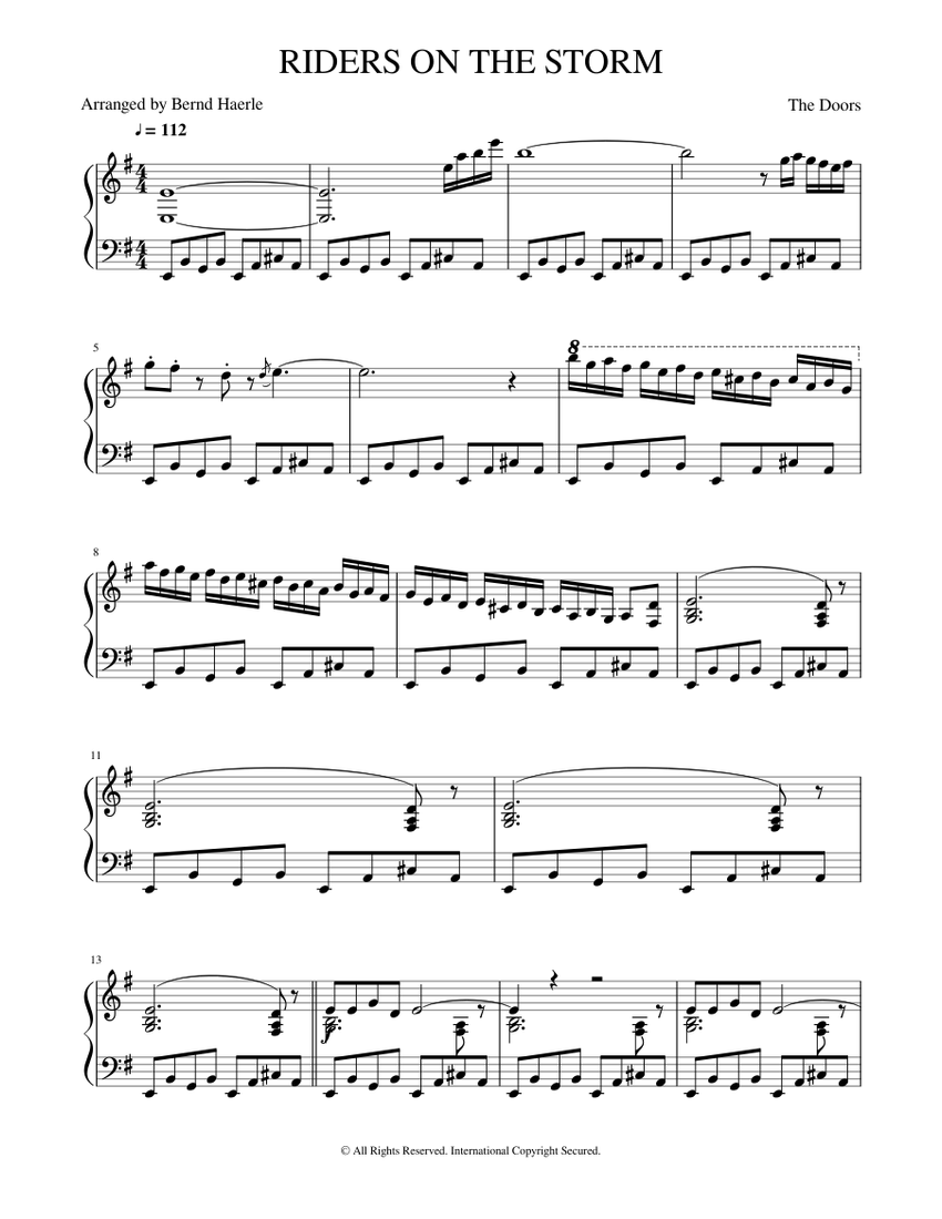 RIDERS ON THE STORM Sheet music for Piano (Solo) | Musescore.com