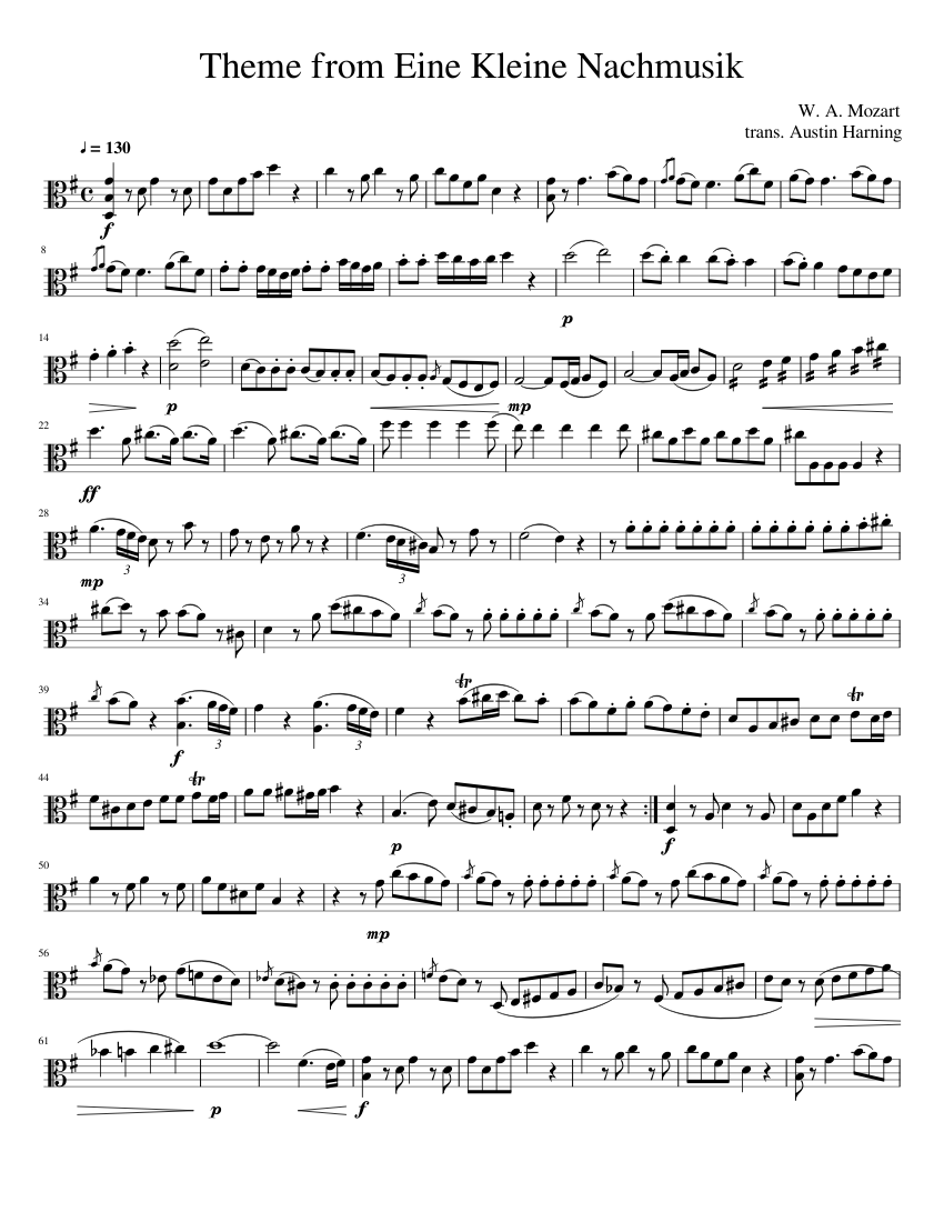 Eine Nachtmusik for Solo Viola Sheet music for Viola Musescore.com