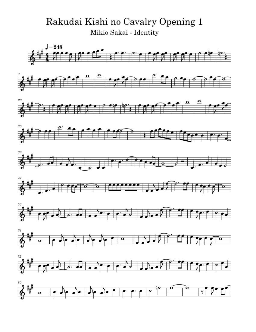 Rakudai Kishi no Cavalry Opening 1 Sheet music for Flute (Solo) |  Musescore.com