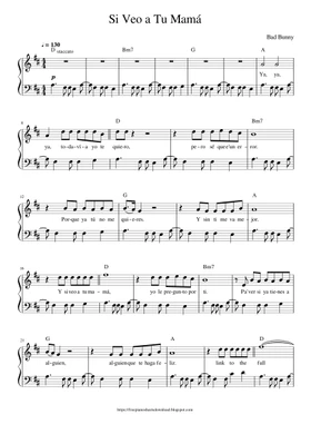 Free si veo a tu mamá by Bad Bunny sheet music | Download PDF or print on  Musescore.com