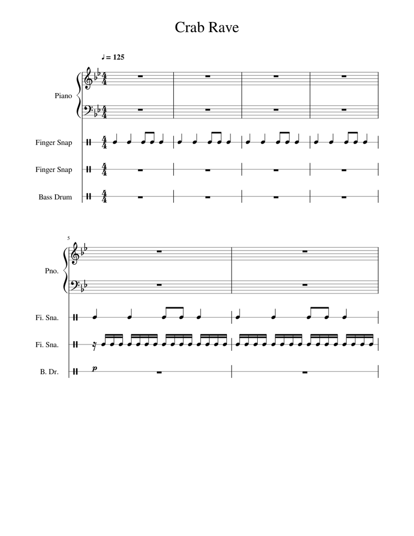 Crab Rave Sheet music for Piano, Bass drum (Mixed Duet) | Musescore.com