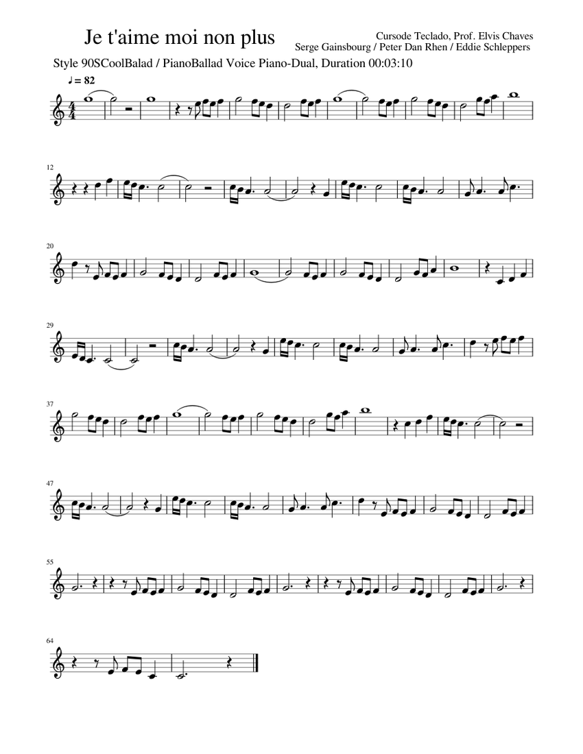Canzone Je T Aime Moi Non Plus