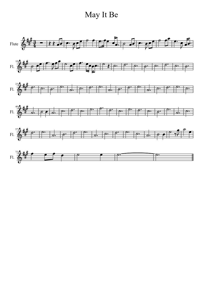 May It Be Sheet music for Flute (Solo) | Musescore.com