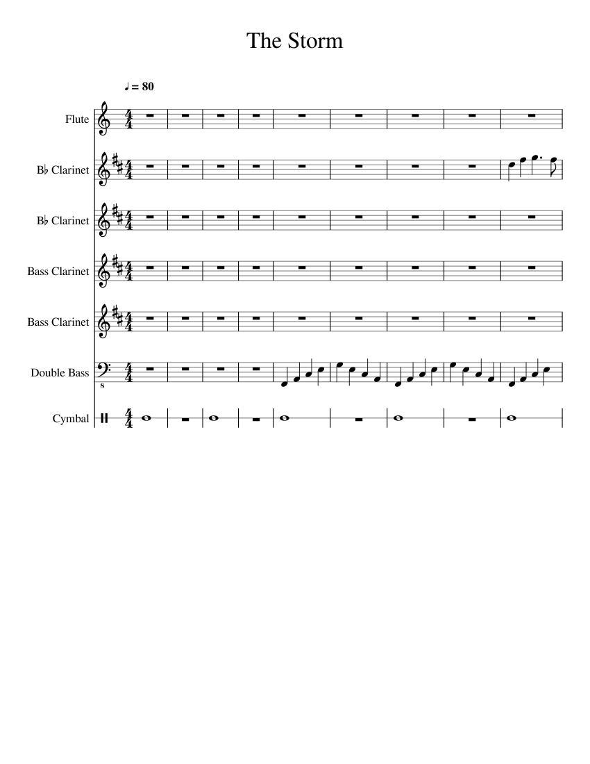 The Storm Sheet music for Flute, Clarinet in b-flat, Clarinet bass ...