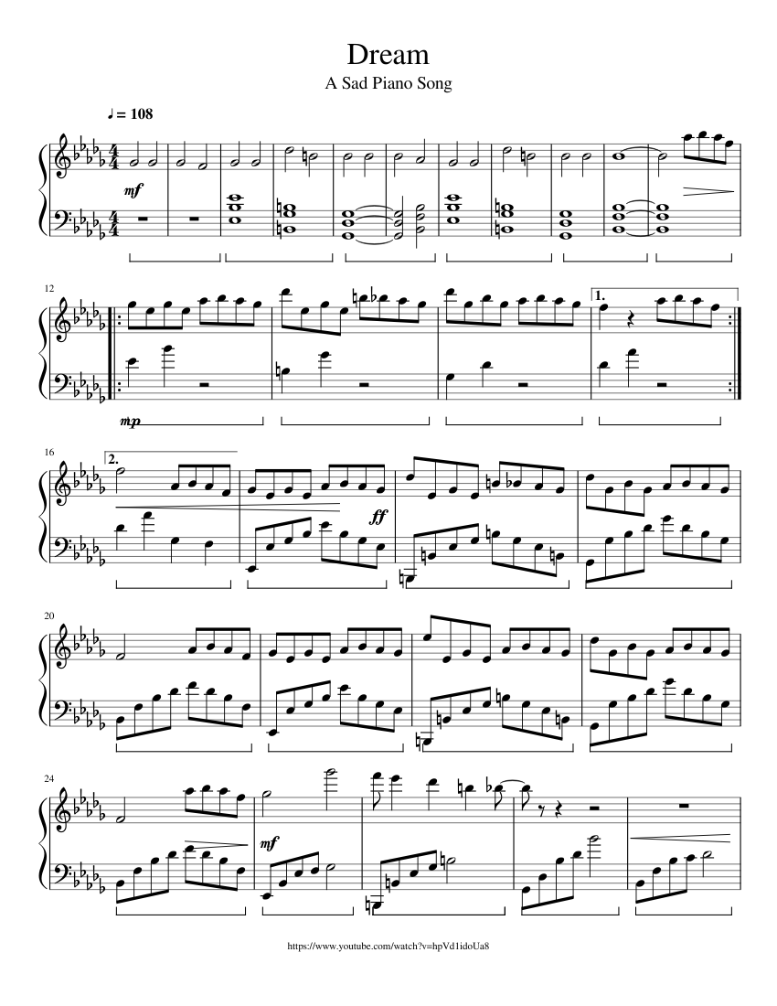 Dream a sad beautiful song Sheet music for Piano (Solo) Easy | Musescore.com