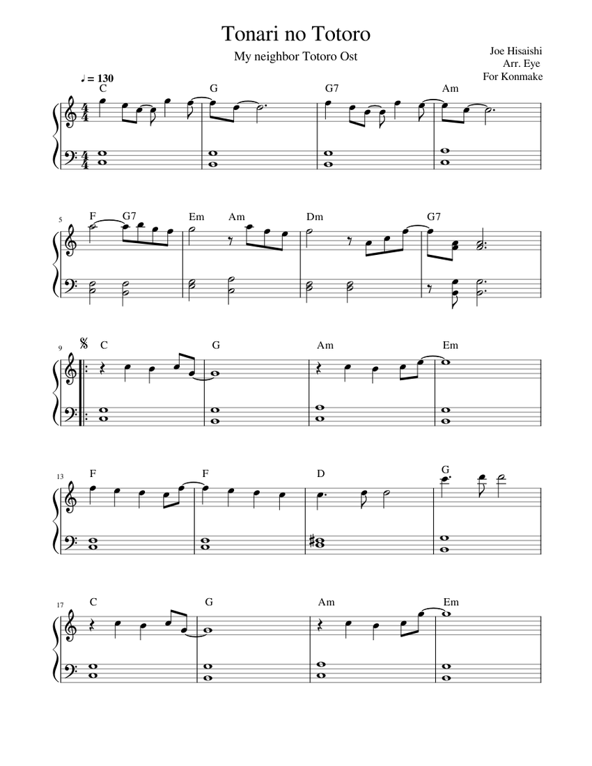 Tonari no Totoro - My neighbor Totoro Ost (easy) Sheet music for Piano